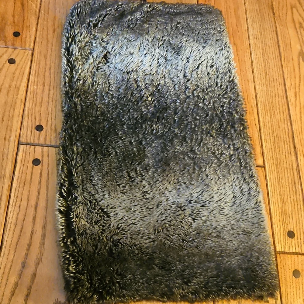 Restoration Hardware Gray/Black Faux Fur Pillow Cover
